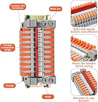 SRJQXH DIN Sínes Sorkapocs, Gyors Vezetékkötő Blokk, Lángálló, 0.5-2.5 mm² Kábelekhez, Elektromos Csatlakozó Elosztó, 32A, Réz, Szerelhető 4