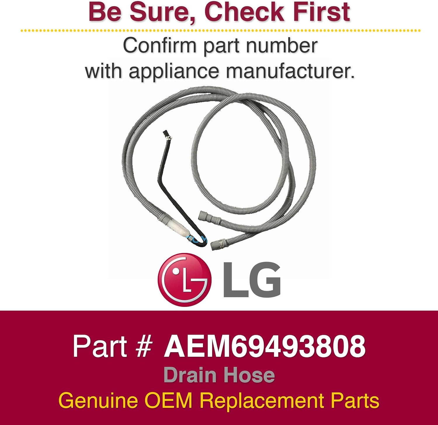 LG AEM69493808 Genuine OEM Drain Hose for LG Dishwashers