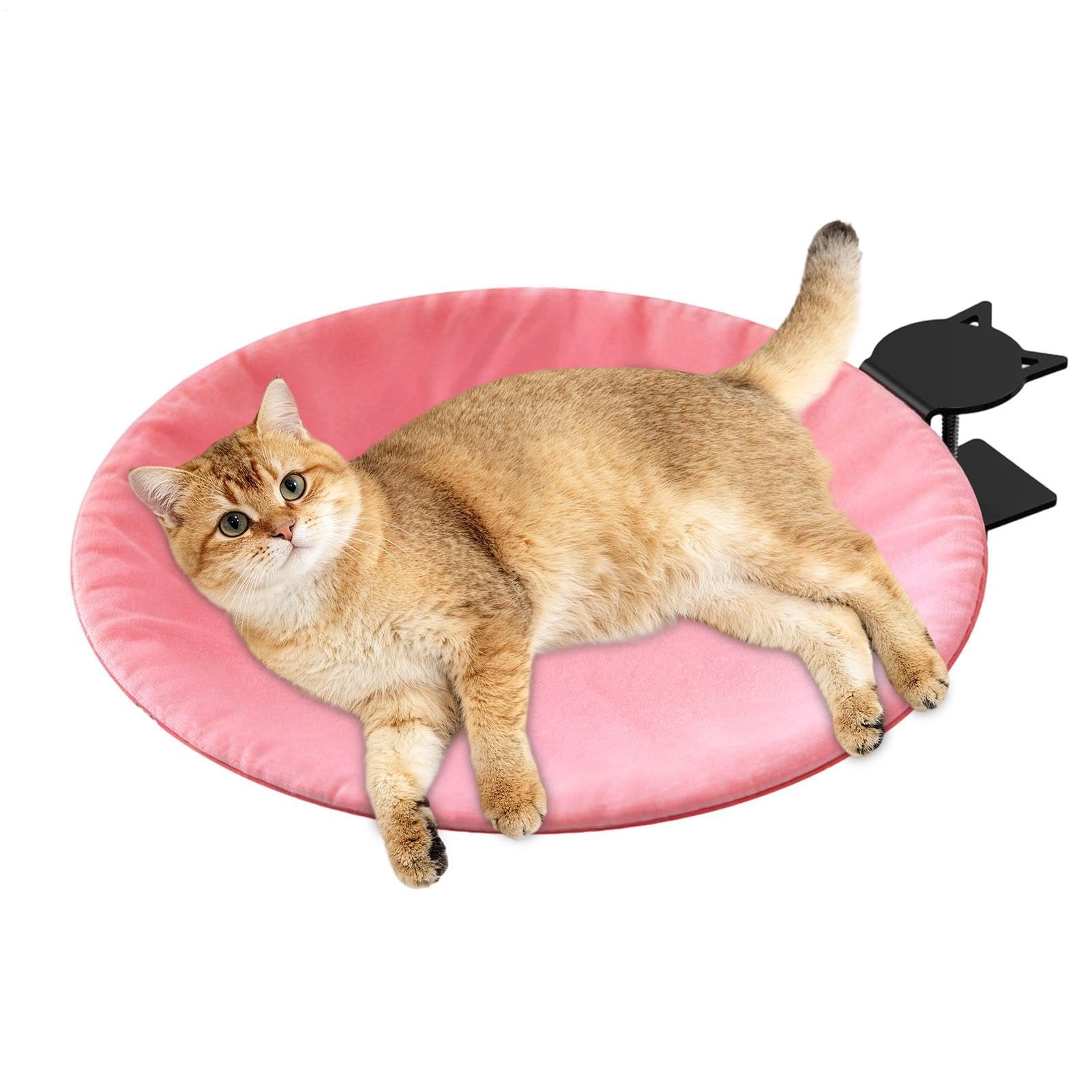 Feline Table Rest Lounger – Asta grigia con morsetto per finestra, posto per gattino, comodo cuscino rialzato, in metallo sicuro | per gatti sospeso traspirante, tessuto rimovibile
