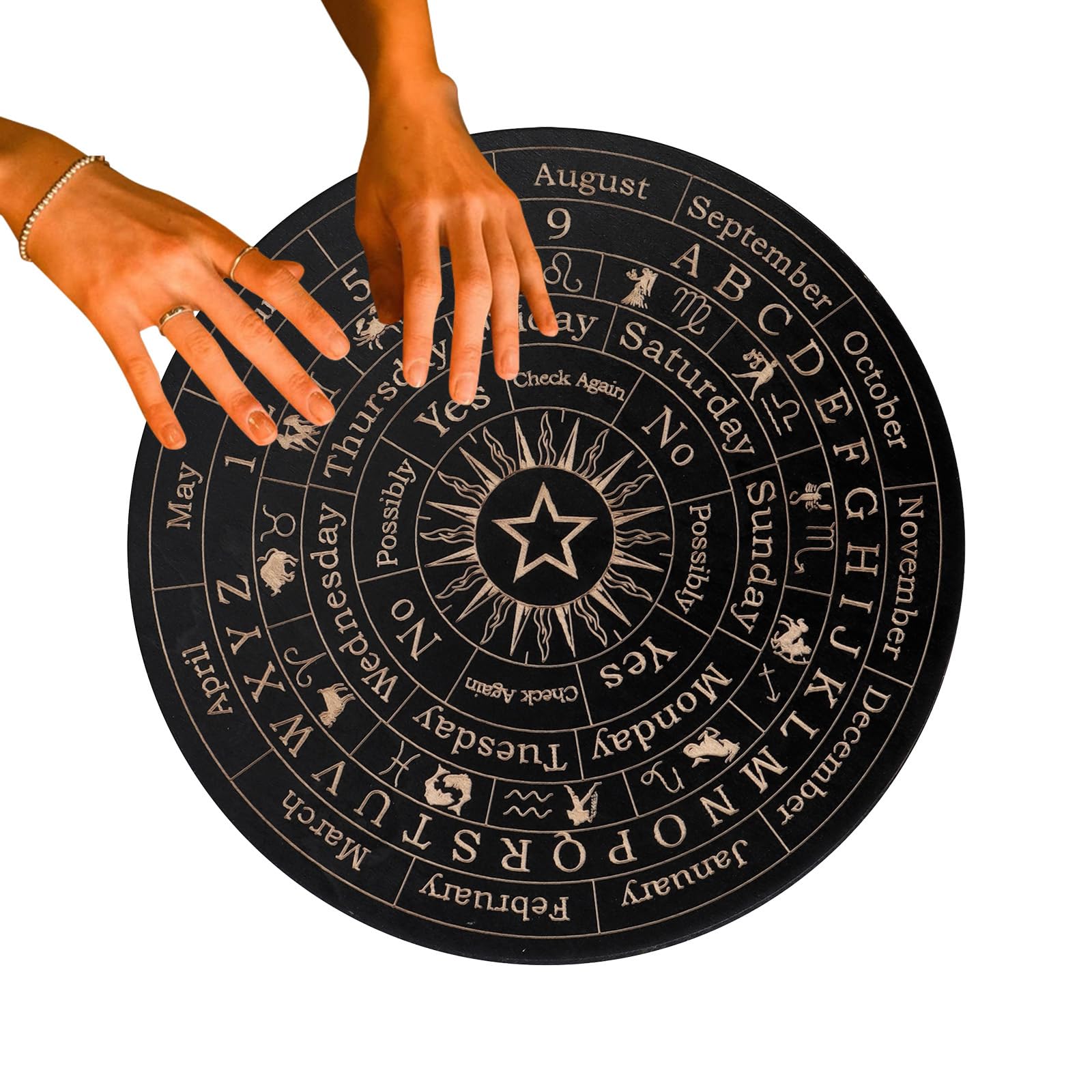 Itrimaka C Pendulum Mat - Wooden Witch Divination Board | Ouija Spirit Board Game, Decision Making Pendulum Board For Witch Altar Supplies