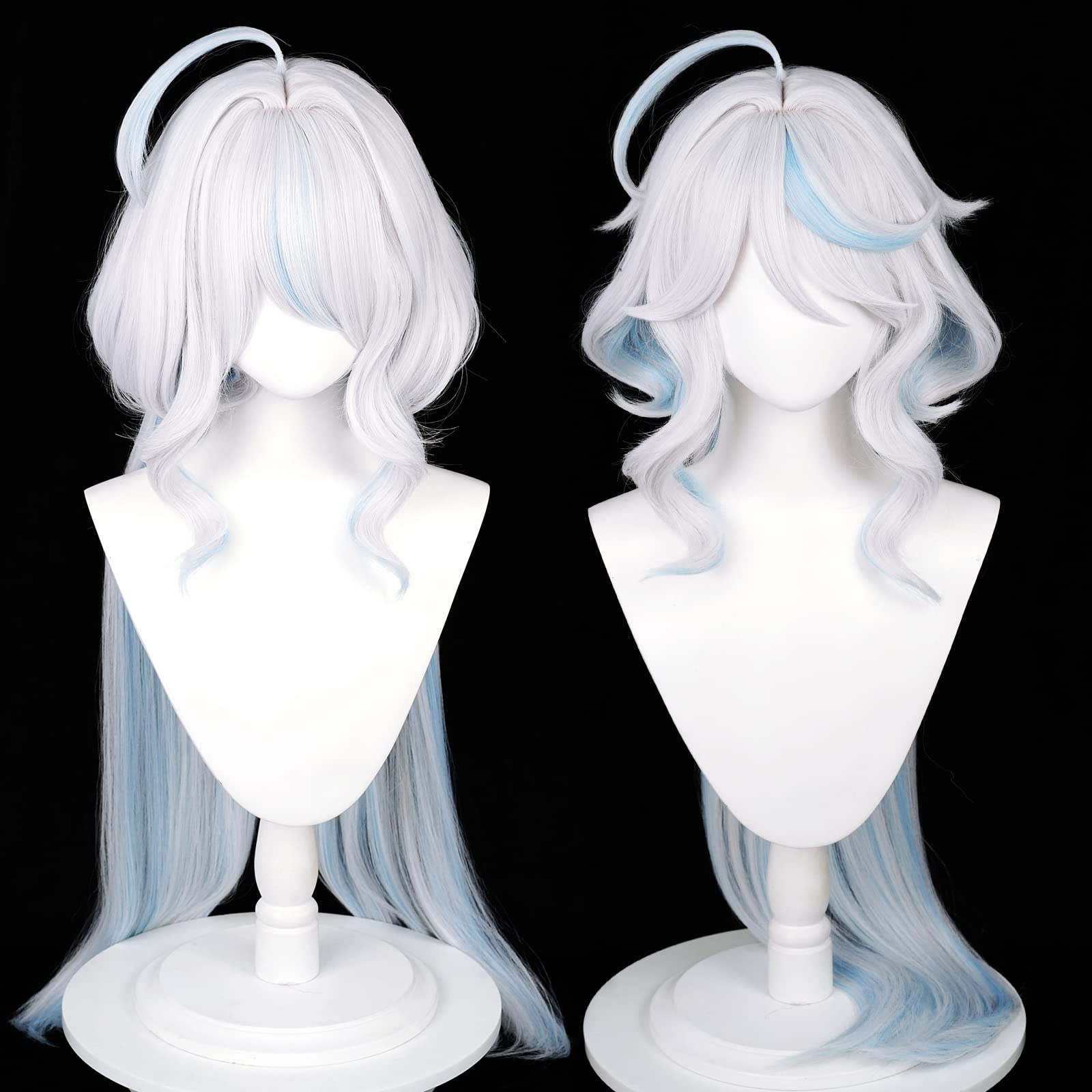 Anime Cosplay Perücke, Genshin Impact Perücke, mit zwei Perückenkappen, für Halloween, Party & etc. (Furina Cosplay)