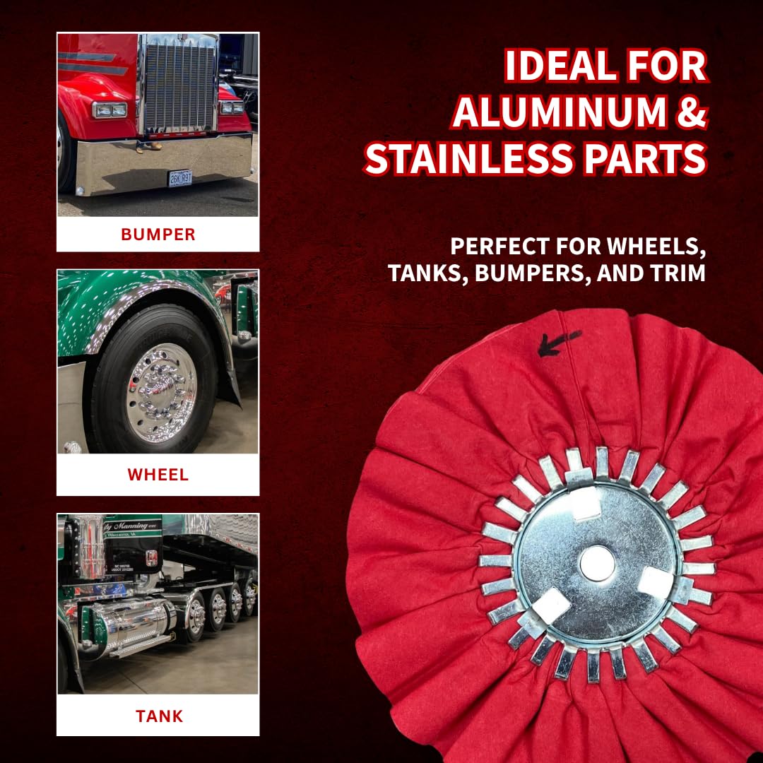 Renegade Products 9" X 3" X 5/8" Airway Buffing Wheel for Metal Polishing Aluminum & Stainless Steel for Wheels, Tanks & Bumpers (Red)
