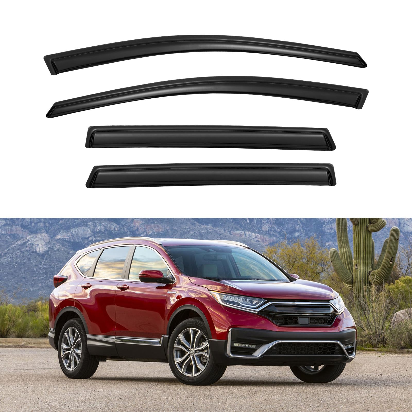 YQAUTEC Window Visors Rain Guards Shield for Honda CR-V 2017-2022, Window Wind Deflectors Vent Shades for 17-22 CRV