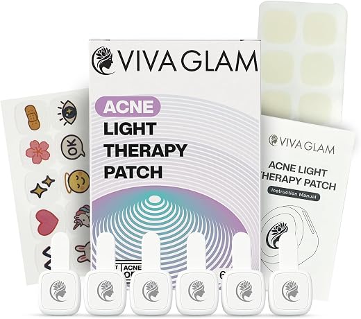 VIVA GLAM LED Acne Patch with Red &amp; Blue Light Therapy – Portable Pimple Patch for Acne Treatment, Anti-Acne Spot Correcto...
