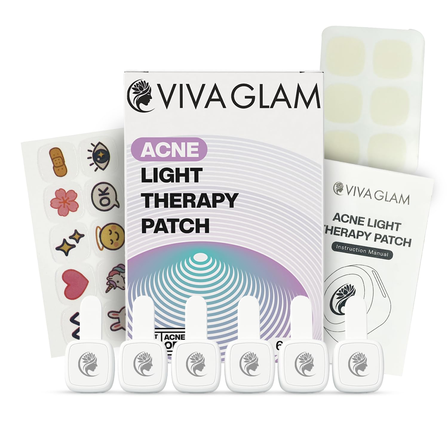 Viva Glam LED Acne Patch 6 LED Light Therapy Pimple Patch with Blue Light Therapy Red Light Therapy Anti Acne Patch Portable Acne Treatment Patch LED Skincare Patch Hydrocolloid Patch Alternative-image-8