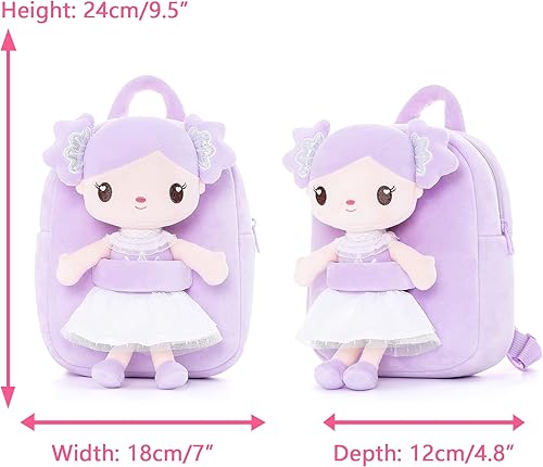 Miniatura 2 de Gloveleya Mochila para niños pequeños con muñeca púrpura caramelo de 9 pulgadas