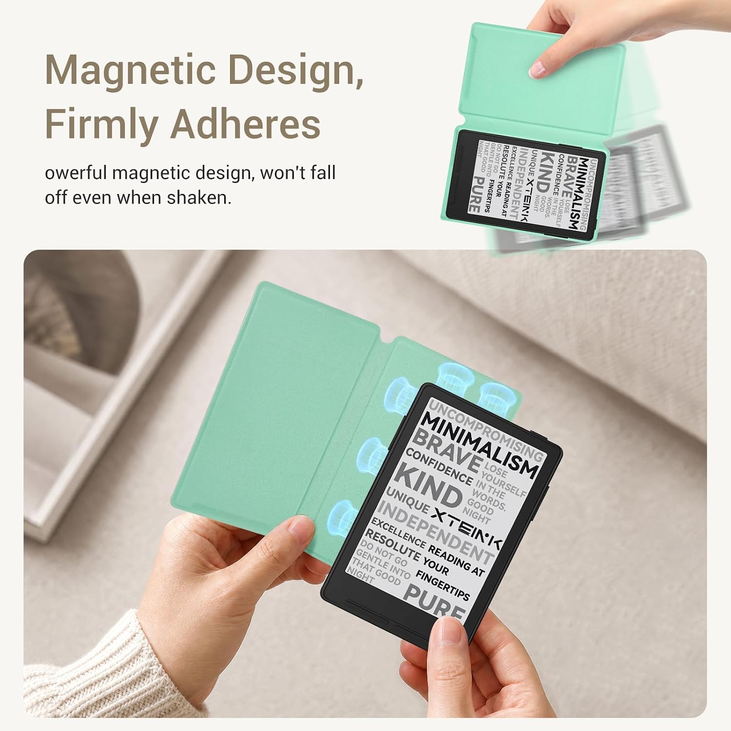 CoBak Magnetic Case for XTEINK X4, Ultra-Lightweight Protective Cover for Xteink X4 E-Reader, Secure Magnetic Attachment(Sage Green) image 4