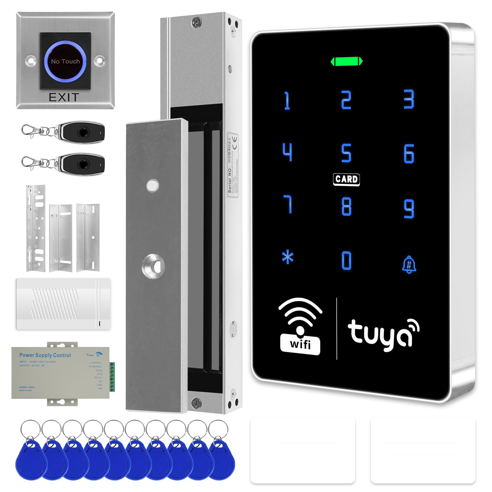 Photo 1 of XYBkey WiFi TUYA Complete Security Access System Kit with Waterproof RFID Touch Keypad Door Lock, Smart Remote Door Opener, App?600-Pound Electric Magnetic Lock + ZL, Metal Sensor Switch, Doorbel