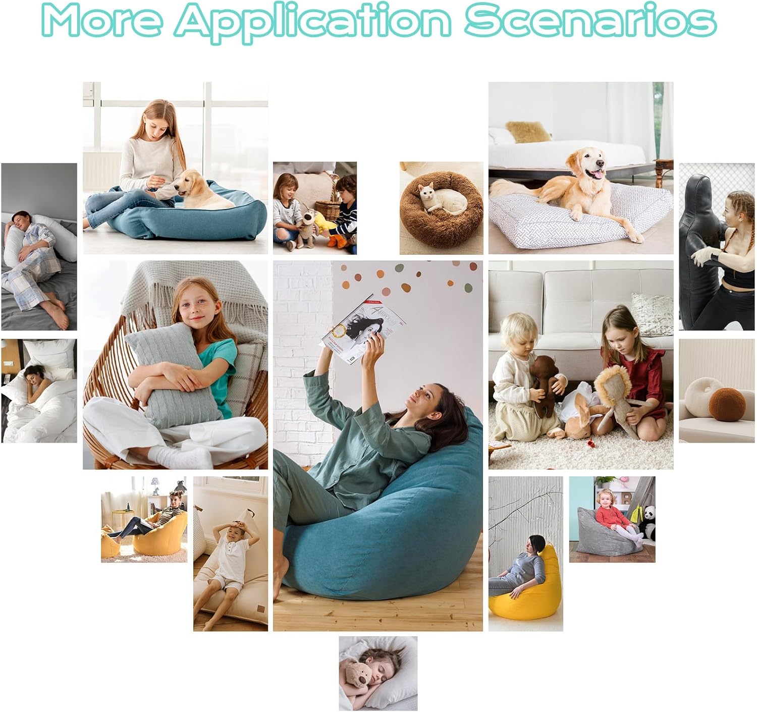 Bean Bag Filler, 6lbs Shredded Memory Foam Filling, Bean Bag Chair Filling Stuffing, Bean Bag Refill Insert, Punching Bag Filler, Pillow Filler Stuffing for Stuffed Animals/Arts Crafts(Multi) - Image 7