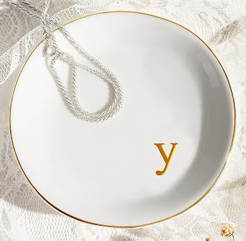 Ceramic Ring Tray Trinket Dish Jewelry Plate Holder Key Tray Adult Women Her Sister Mom Girlfriend Aunt Best Friend Bestie Wife Daughter Law Lady Happy Birthday Gifts Meaningful Unique Cute Present