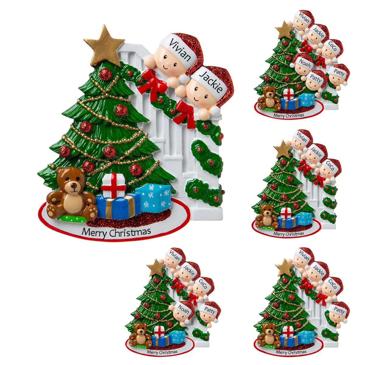 Yakify Family Of 2 Custom Family Christmas Ornaments With Name For Personalized Bannister Peeking Family Christmas Tree Ornament Customized Xmas Ornament With Text Decoration Presents