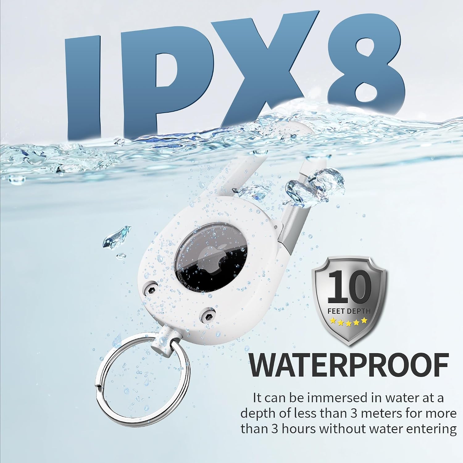 for Airtag Keychain Case, Upgrade IPX8 Waterproof Protective Thick Hard PC Visible Clear Window with Secure Lock,Sturdy Scratch-Resistant Car Keychain for AirTag Holder (1st & 2nd Gen) (White) image 5