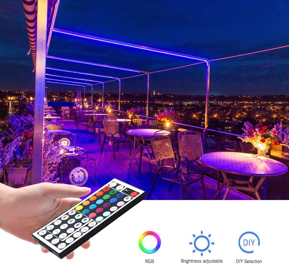 phopollo Led Strip Lights RGB Color Changing P511S 16.4ft 5050 Color Changing Flexible Led Lighting Kit with 44 Keys IR Remote Controller