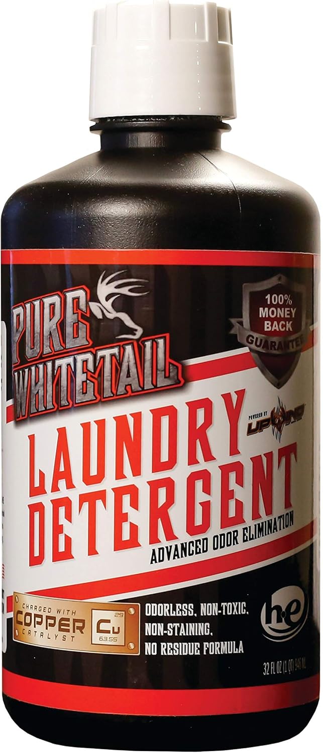 Pure Whitetail Detergente eliminador de olores para ropa de caza, fórmula de control de olor para ropa de caza de ciervos, apto para lavadora, no