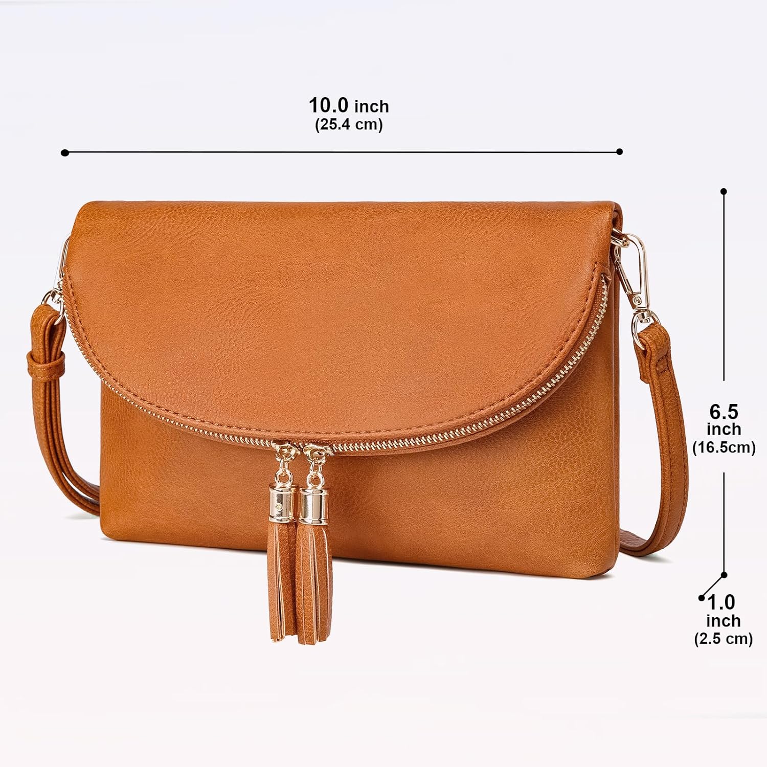 Solene Womens Envelop Clutch Purse Multi Compartments, 6 Card Slot Inside, Crossbody Bag With Tassels - Image 3