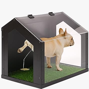 Stylish Indoor Dog Potty with High Walls, Durable Washable Fake Grass Mat, Splash Guard Design for Mess-Free Diagonal Peeing – Blends with Home Decor, Ideal for Indoor & Balcony Use