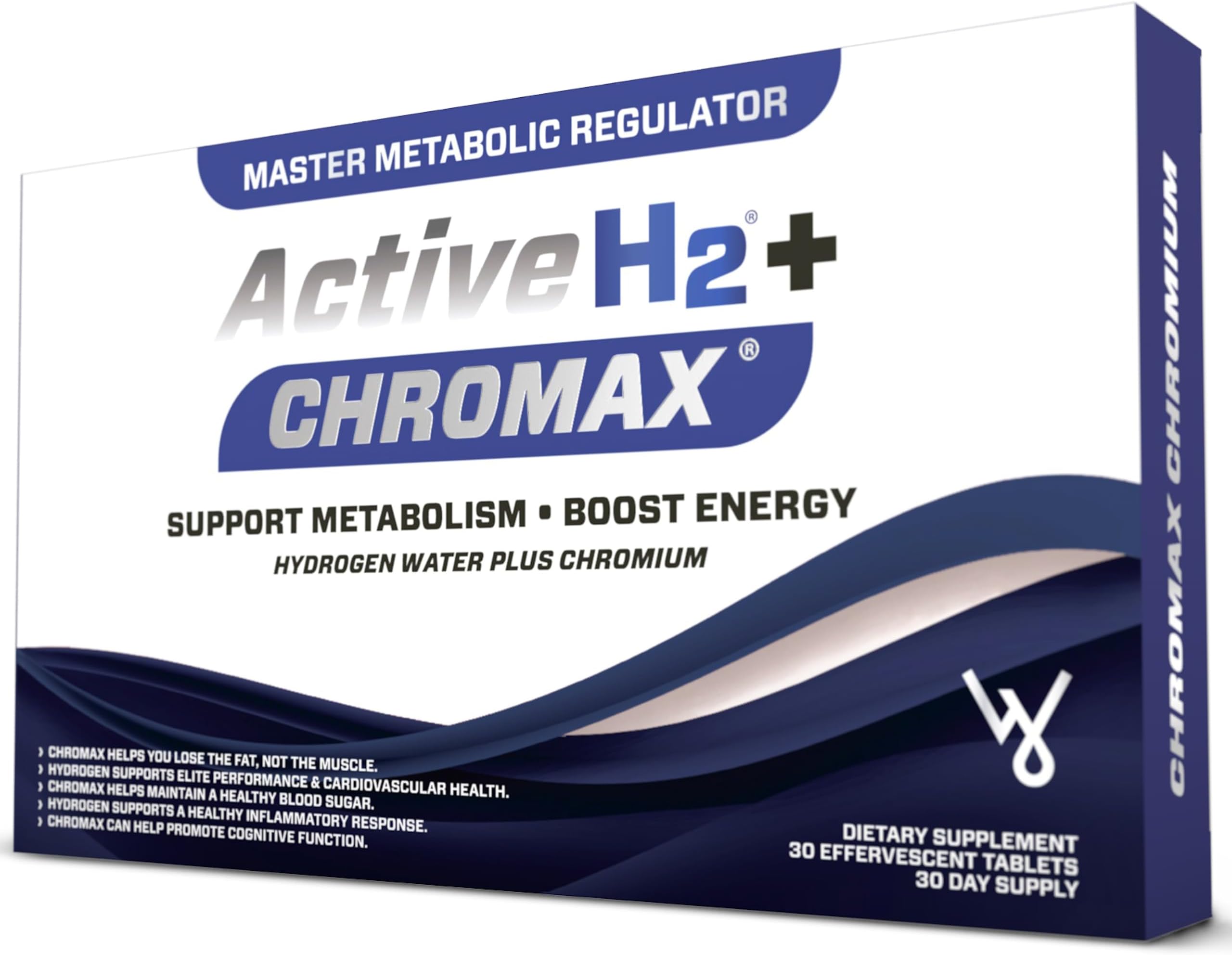 Active H2+ Chromax – Hydrogen Water Tablets with Chromium – Supports Metabolism and Energy – Molecular Hydrogen and Chromium Supplement – 30 Tablets