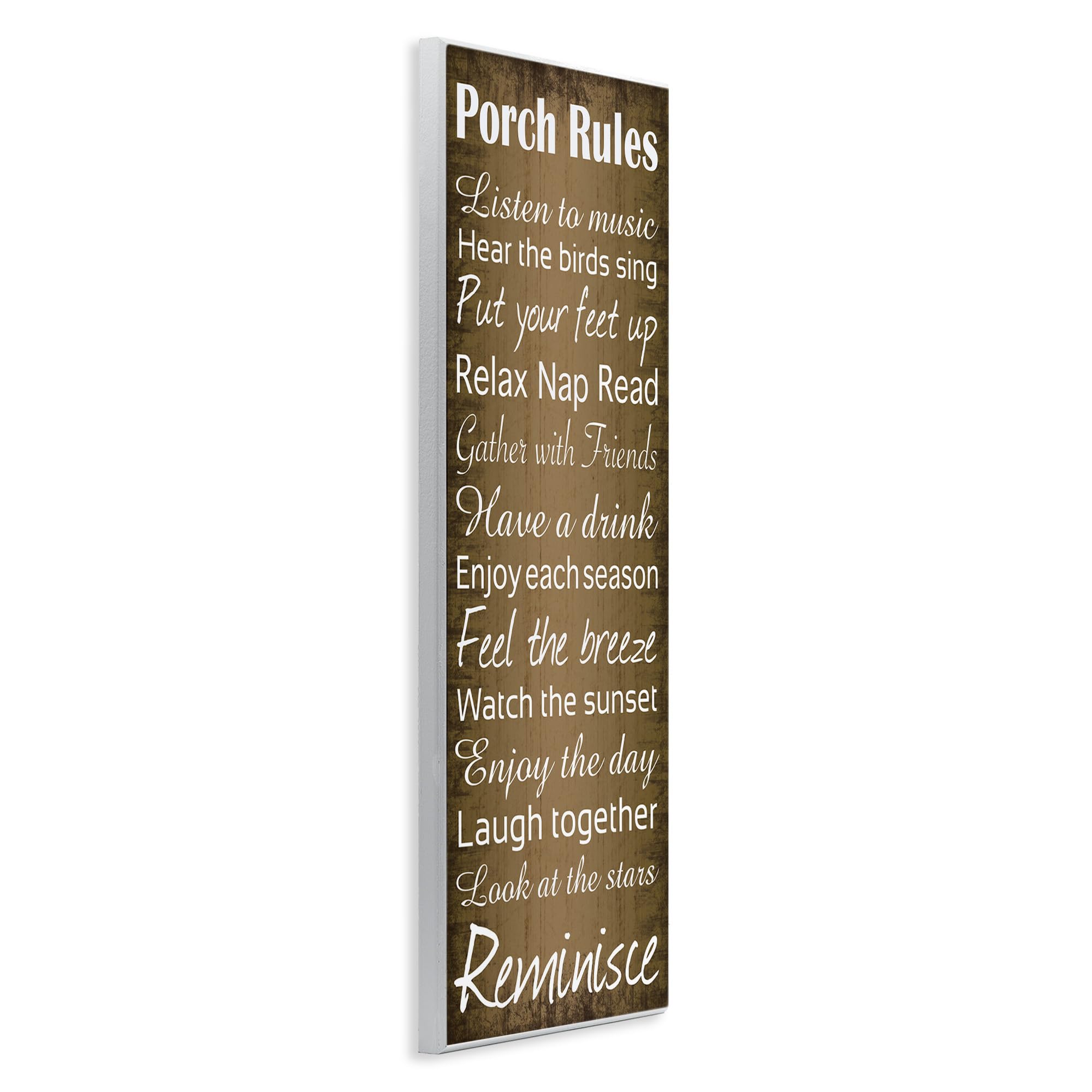 Stupell Industries Porch Rules Country Landscape Wood Textured Word Design Carteles y Placas, Madera MDF, Multicolor