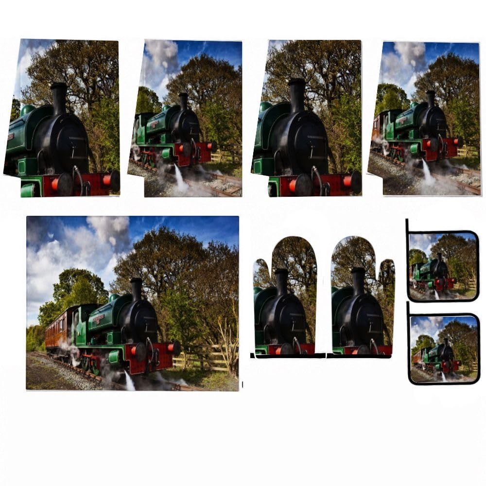 9PCS Vintage Steam Train1 Cucina Decor e Accessori Set