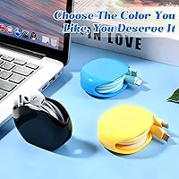 Vista 3 de Carrete de cable automático, 3 carretes de cable retráctiles, estuche pequeño para cables USB, cable de auriculares, cables de datos, no más cables