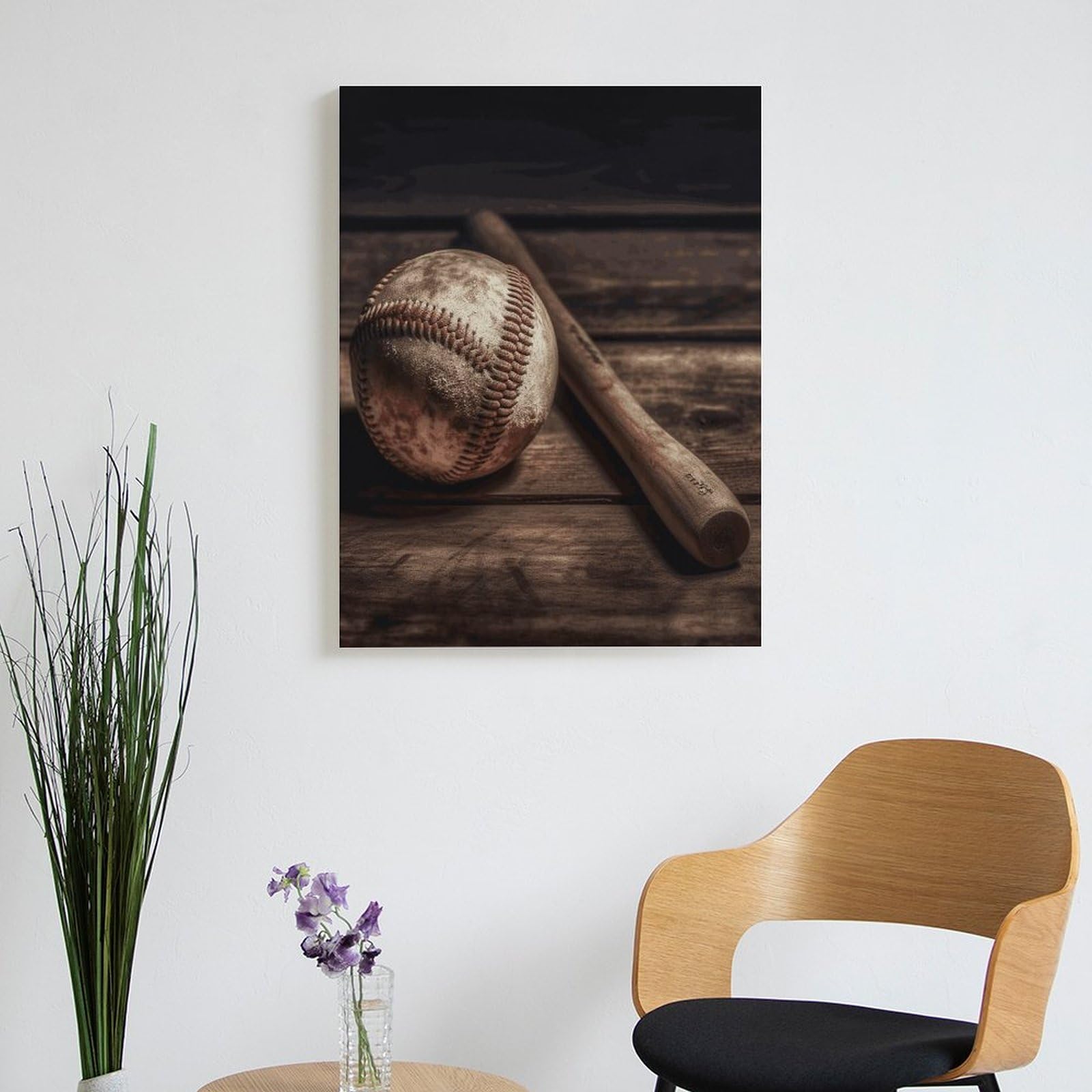 TKJMCSW Malen nach Zahlen aus Holz mit Baseball auf Holz, Malen-nach-Zahlen-Set für Erwachsene, Anfänger, Erwachsene, Malen-nach-Zahlen-Set auf Leinwand, DIY-Acrylölfarben, Gemälde mit Pinseln als
