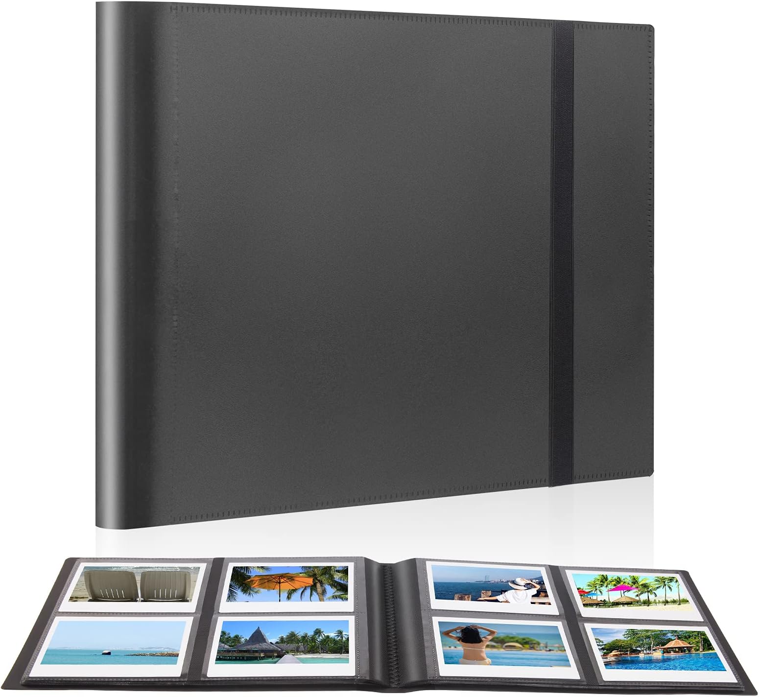 Rekeen 160 Pockets Photo Album for Fujifilm Instax Wide 300, Polaroid 600 i-Type 3.5x4.5 Inch Film Album, Compatible with Polaroid Now OneStep2 OneStep+ Instant Camera, POP Lab Print Camera (Black)