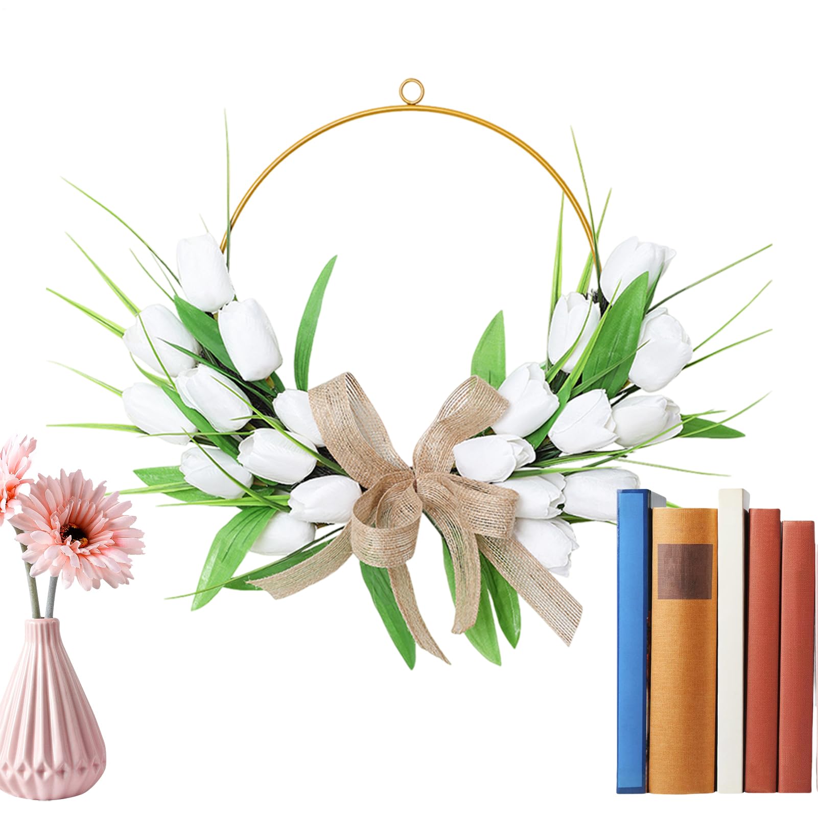 Couronne de printemps pour l'entrée de la maison, décoration murale intérieur et fêtes