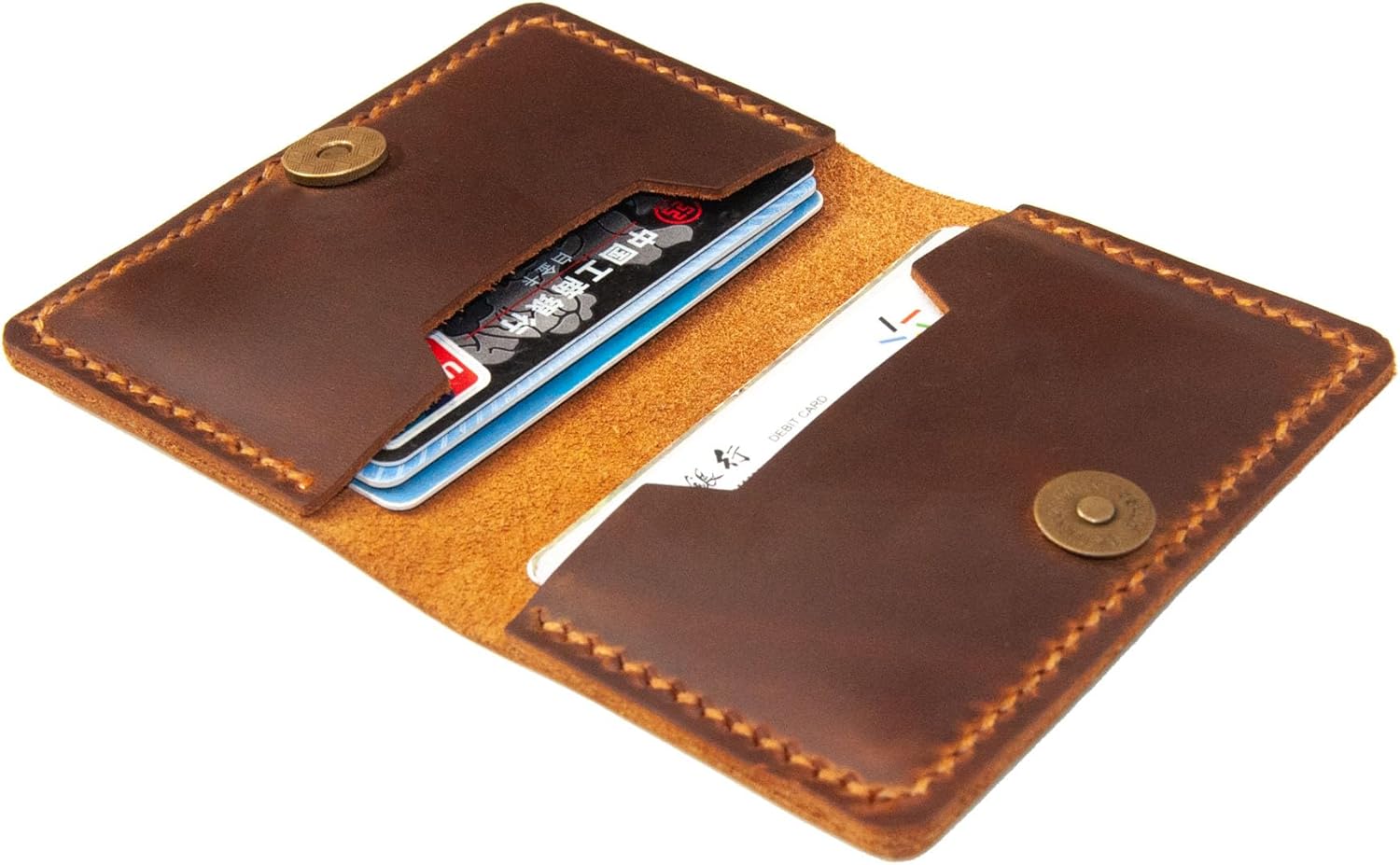 Leather Card Holder, Origami Wallet, Coin Purse Case, Credit Card Wallet, Credit Card Holder, Magnet button wallet Christmas gifts (Brown)