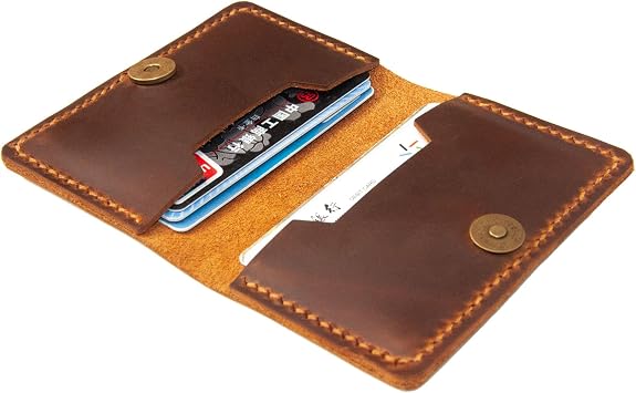 Personalized Leather Origami Wallet, Minimalist Pocket Wallet, Leather Business Card Holder, Credit Card Holder, Magnet button wallet