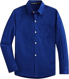 Chicos Uniforme Manga Larga Abotonar Camisa para Niño (3-14 Años)