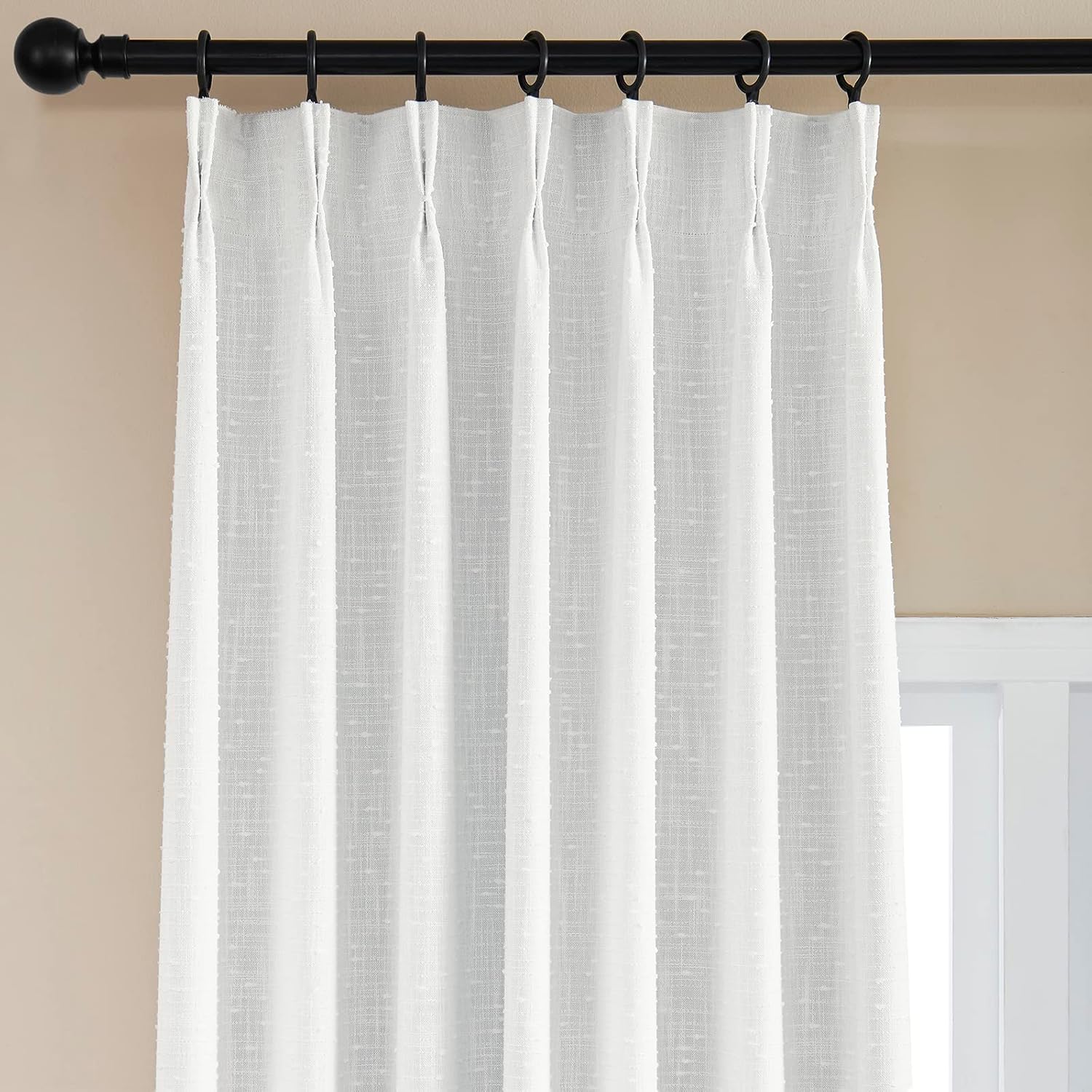 Pinch Pleat Sheer Curtains for Living Room,Back Tab Window Treatment Linen Texture Voile Transparent Drapes for Bedroom 2 Panels,40" Wx95 L,White White 40"W x 95"L (Pack of 2)