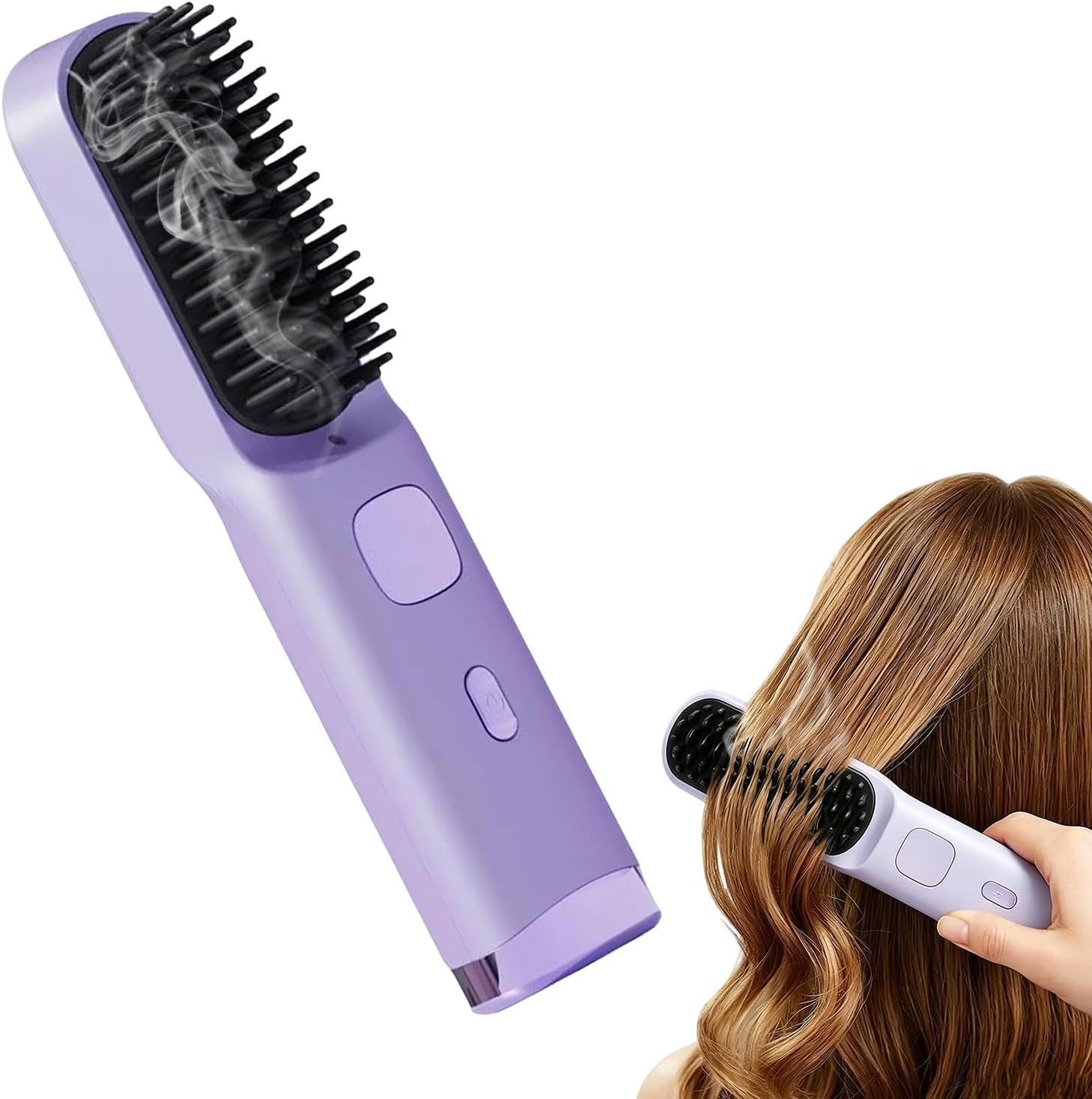 Hair Straightening Brush - Fast Heating USB Rechargeable LED Display - Electric Hair Straightener Comb,for Salon Dormitory Travel Business Trip Daily Styling