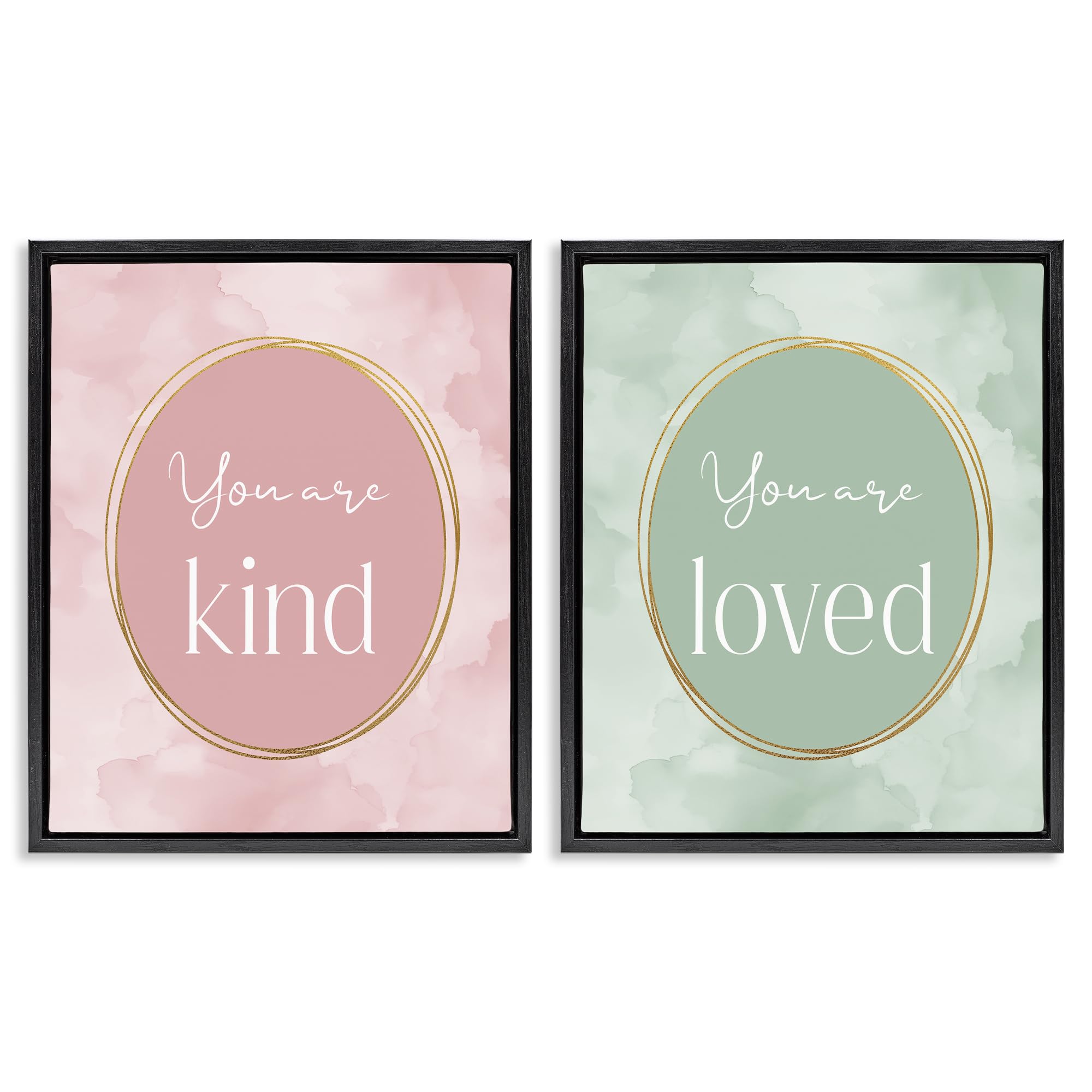 'Pastel Golden Affirmations'| 2pc Floating Frame Art Set 2