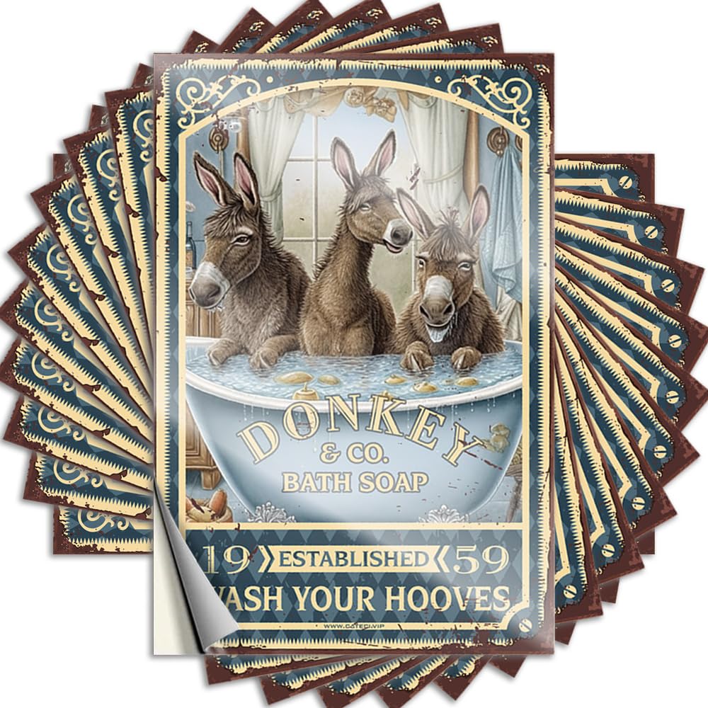 Donkey Bath Soap Wash Your Hooves Golden Funny Desk Decor - Decals Case Removable Vinyl Decal(6X9CM)