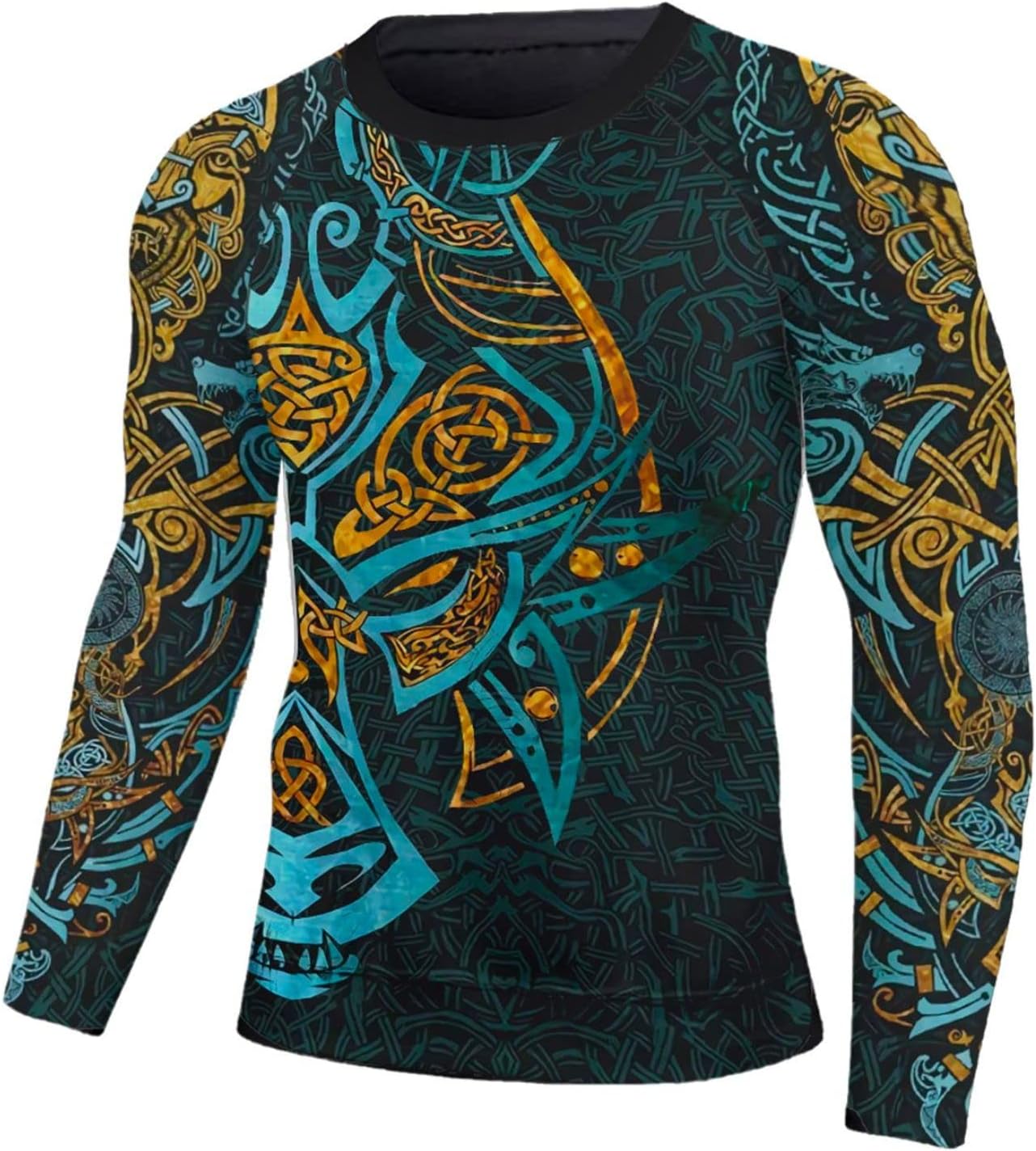 Viking Compression Shirt Long Sleeve Baselayer Skins Rash Guard MMA BJJ Workout Rash Guard Full Size XS-5XL