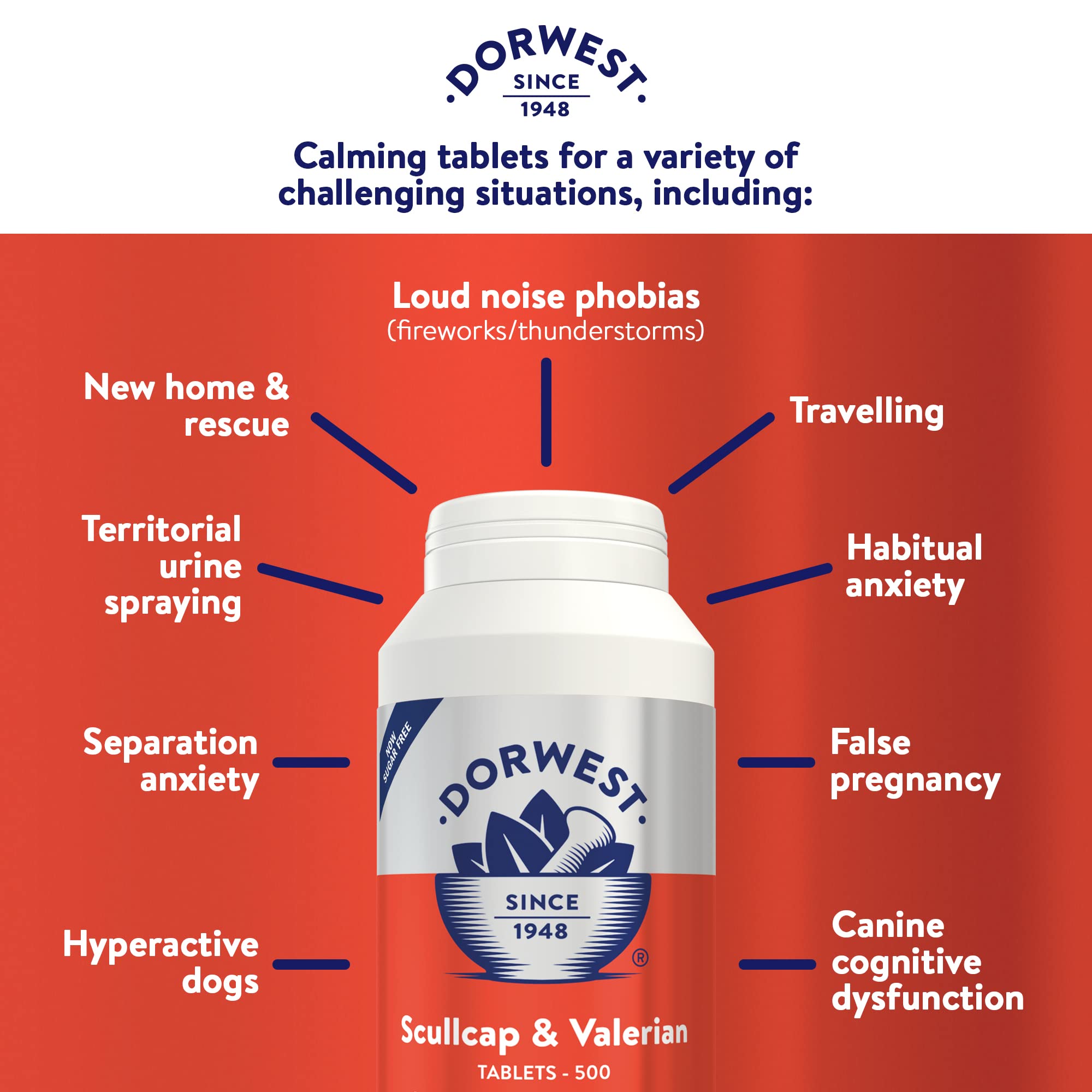 DORWEST HERBS Scullcap & Valerian Calming Tablets for Dogs and Cats