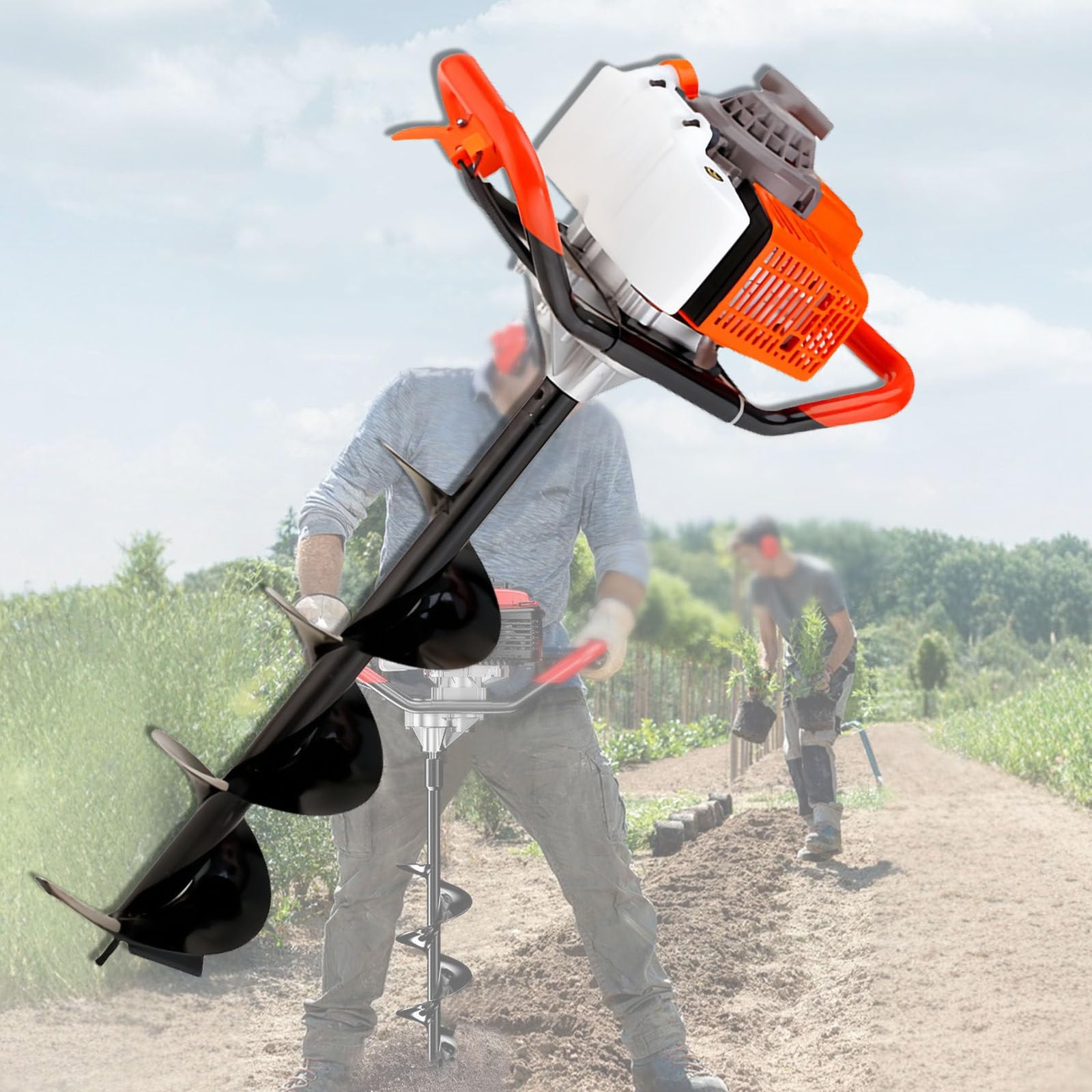 Świder Spalinowy Do Wiercenia Otworów Pod Słupki, Narzędzie Do Kopania Otworów, Świder Do Wiercenia Otworów Pod Słupki Do Kopania Ogrodzenia Wiertłem Świdrowym 4"/ 6"/ 8".,10cm（4in）