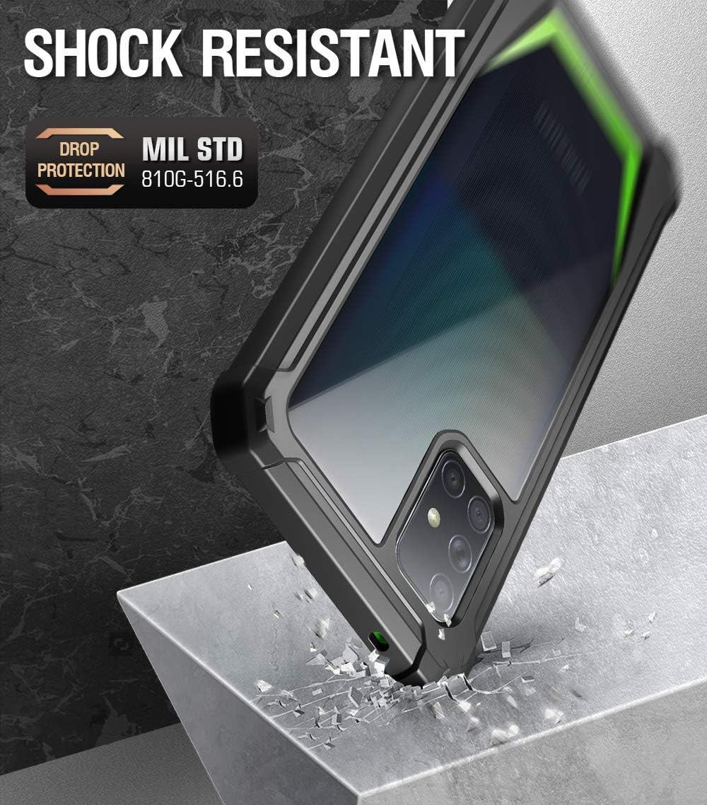Poetic Guardian Series for Samsung Galaxy A71 5G Case, [Not Fit Verizon A71 5G UW] [Not Fit A71 4G] Full-Body Hybrid Shockproof Bumper Cover with Built-in-Screen Protector, Green/Clear