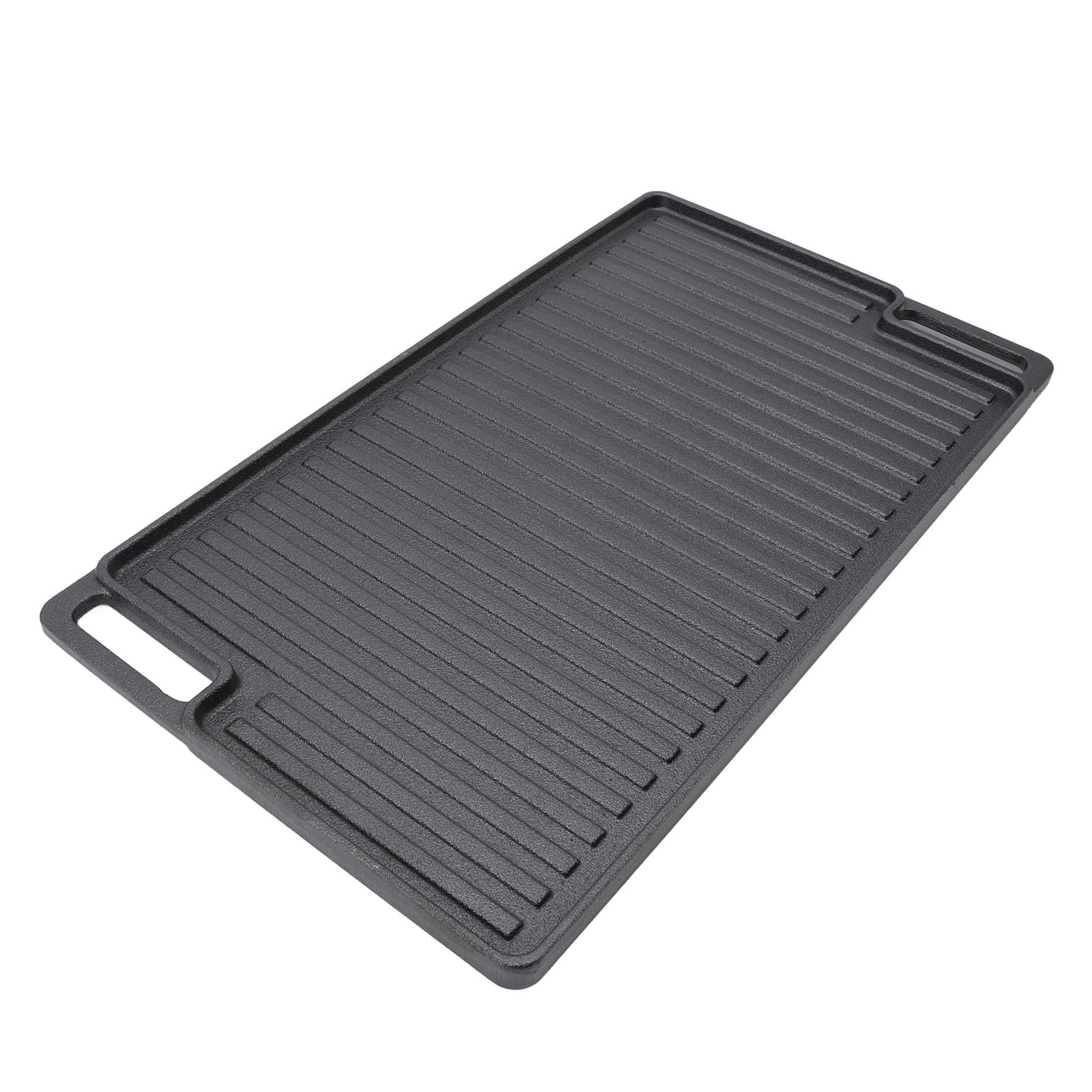 Plancha rectangular de hierro fundido preenvejecida reversible, sartén plancha de doble quemador antiadherente con asas para cocina de estufa, horno, parrilla y fogata.