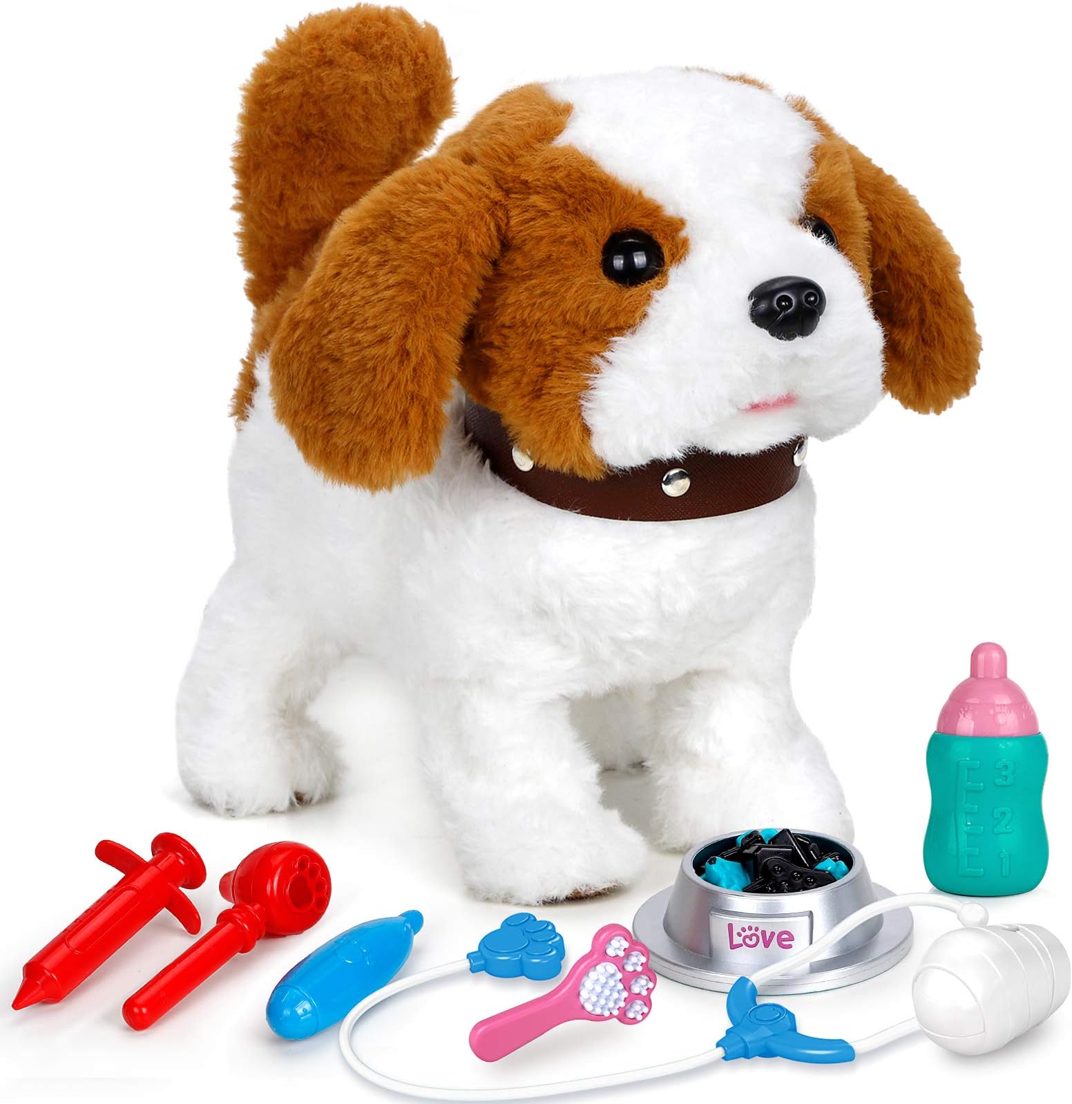 FORTY4 Realistic Puppy Dog Toy for Kids, Walking, Barking, Singing, Tail Wagging, Like Real Robotic Present Pet Toy for Toddler Kids Girls Boys