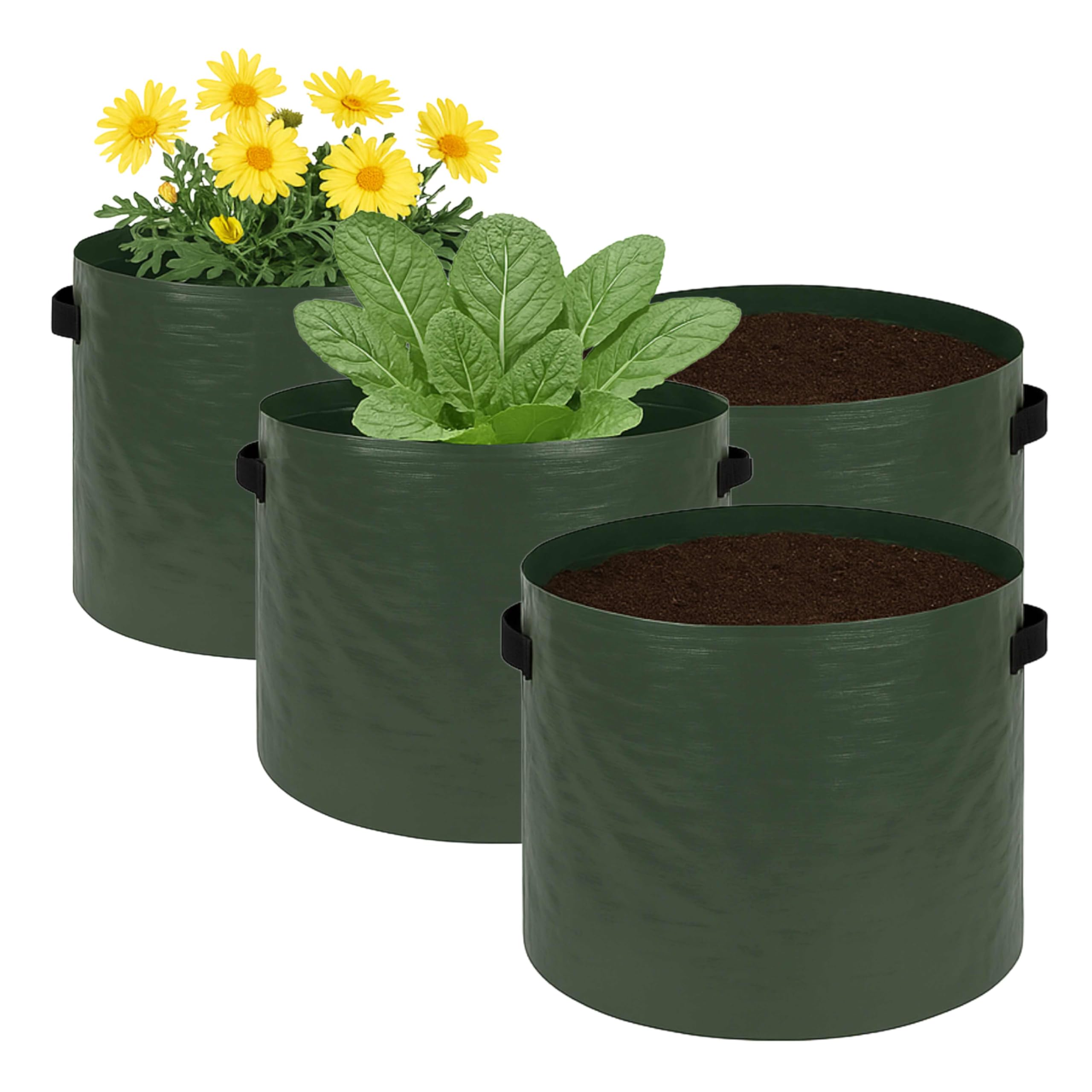 ADEPTNA Pack of 4 Multi-Purpose Grow Bags Tomato Potato Strawberry Flowers Bags – Durable Tarpaulin with Drainage Holes – Ideal for Root Vegetables & Deep Soil Plants – Each bag size 35 x 35 cm