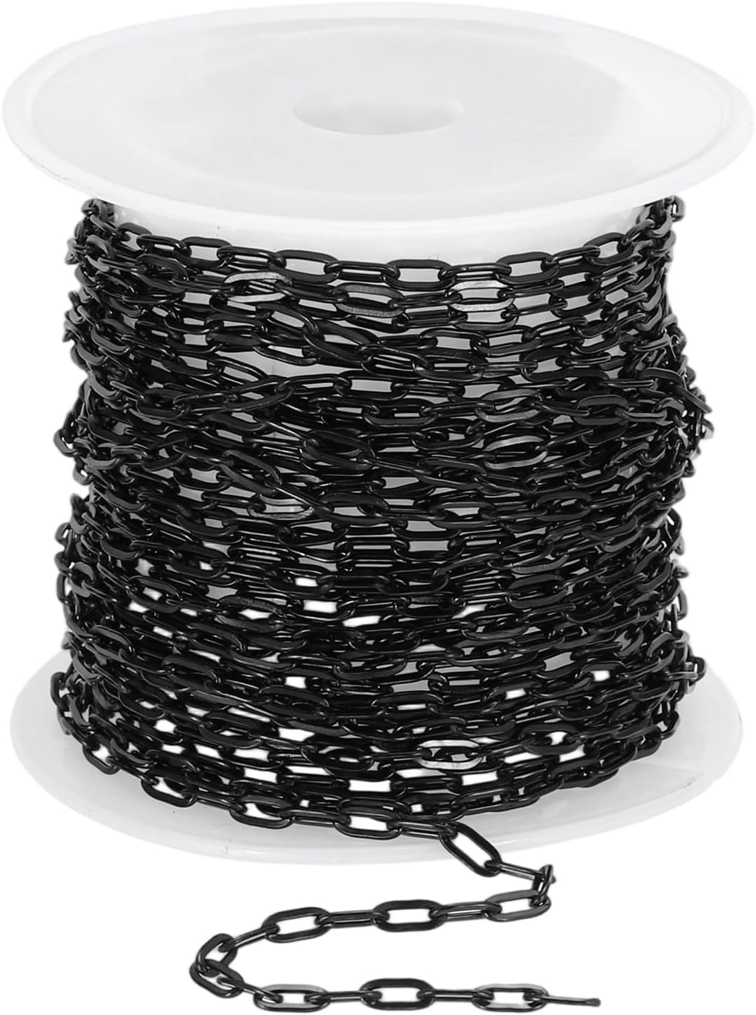MECCANIXITY 16.4 ft Paper Clip Chain, 2mm/0.08" Width Stainless Steel Chains for Jewelry Making Oval Link Chains Roll for Necklace Bracelet, Black