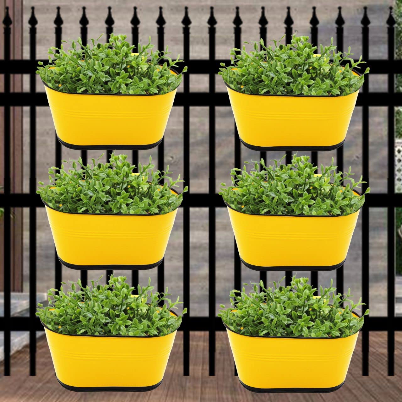 ecofynd 10 inches Raven Balcony Railing Planter, Hanging Flower Pots for Grills, Home Gardening Plant Pots, Color - Shine, Pack of 6 (B07LB15S7Y) Amazon Price History, Amazon Price Tracker