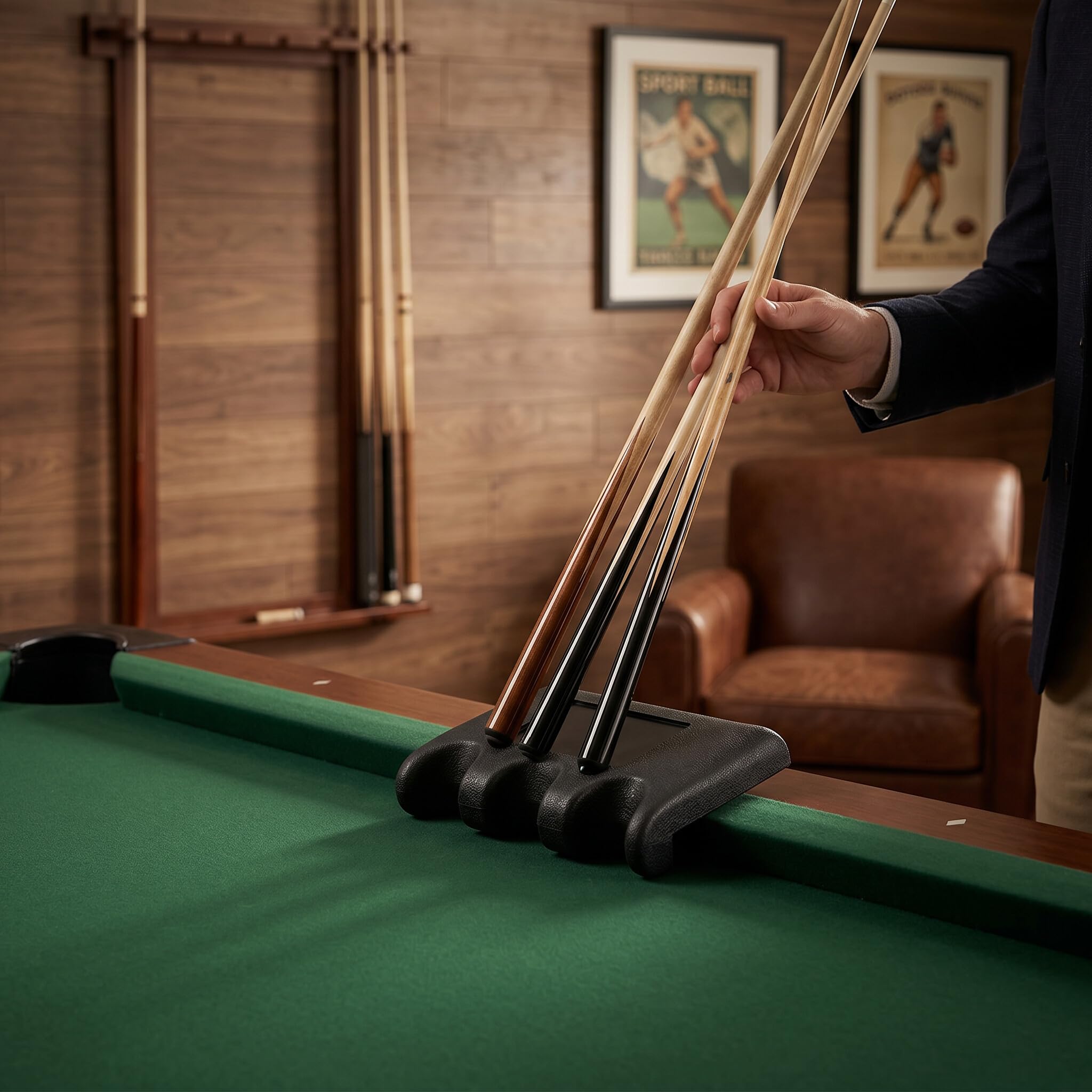 Porte-Queue de Billard 3 Trous, Support Stable Antidérapant Portable