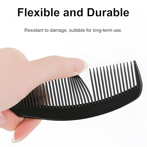 Miniatura 5 de Juego de 10 peines de fibra de carbono negro de alta calidad para mujeres y hombres, peines profesionales de dientes finos y anchos para burlas,