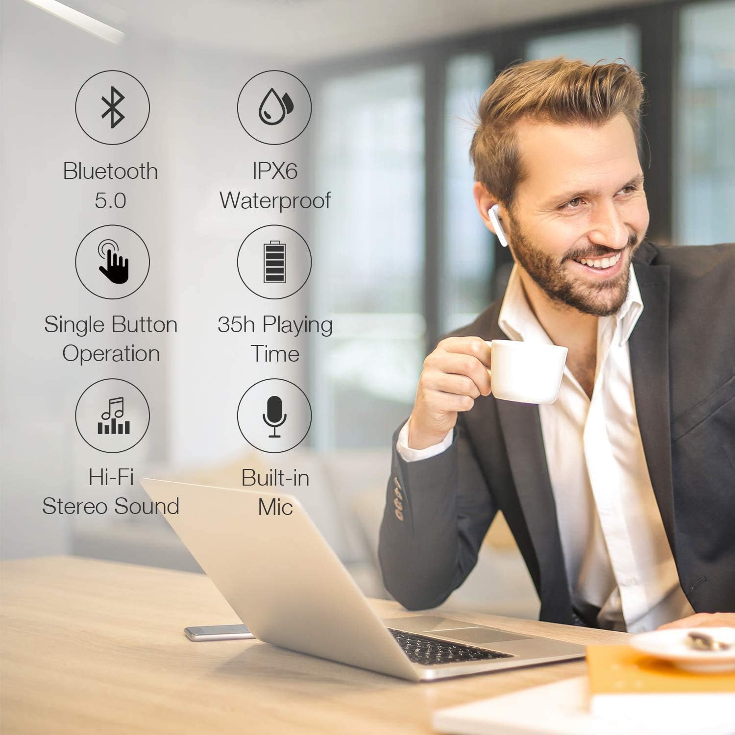 Prоmо Dіѕсоunt Uр Tо 70% оƒƒ True Wireless Earbuds - Premium 2020 - Bluetooth 5.0-35H Cycle Playtime - in-Ear Wireless Headphones - Hi-Fi Stereo Sweatproof Earphones - Sport Headsets - Built-in Mic for Work Running Travel Gym