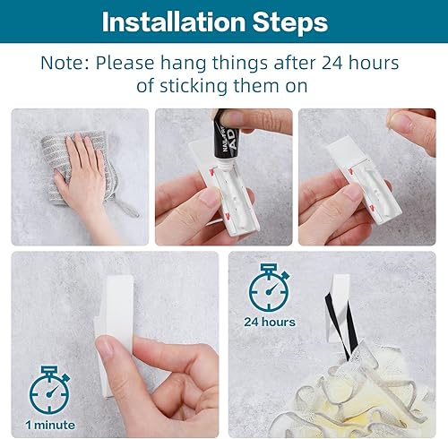 Miniatura 3 de Noubtou - Ganchos adhesivos resistentes  Ganchos de pared de aleación de aluminio para baño, cocina, azulejos y vidrio, ganchos impermeables a