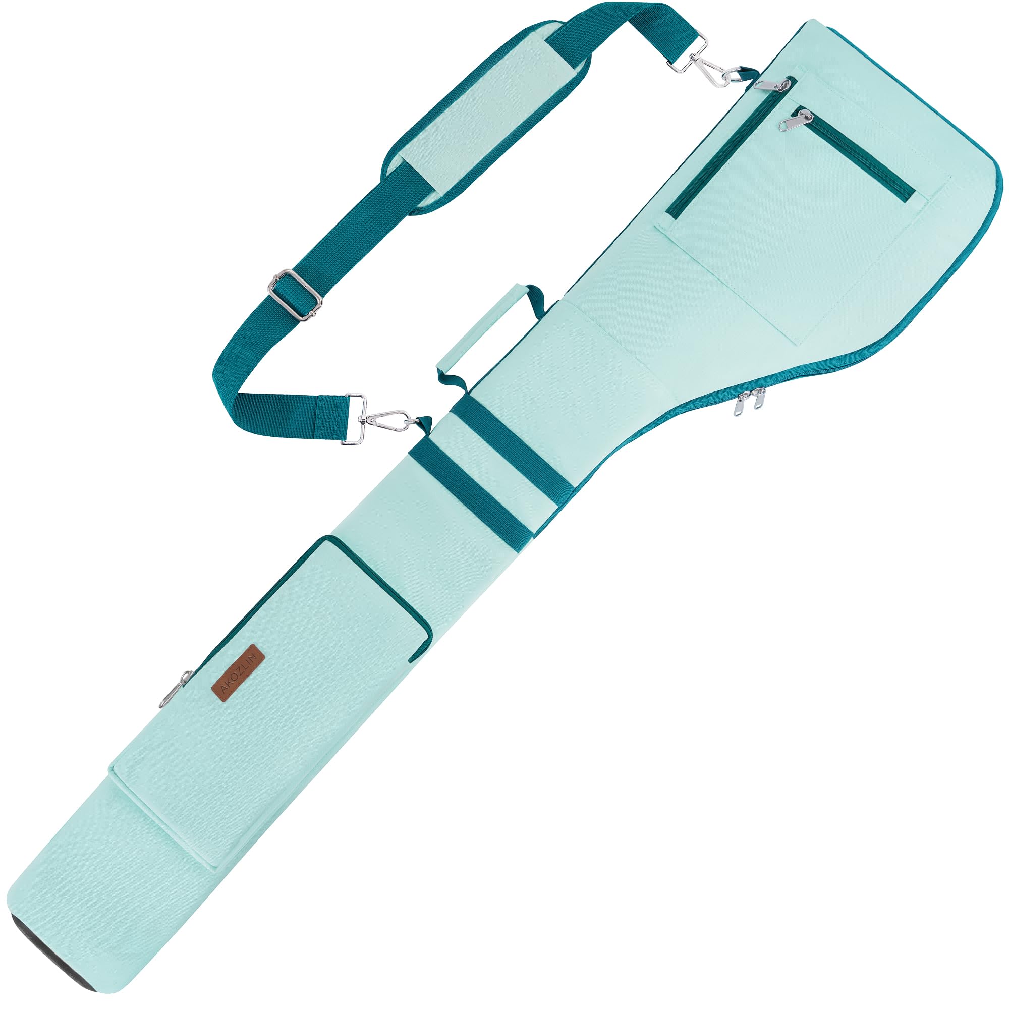 AKOZLIN Portable Golf Club Carry Bag, Foldable Small Golf Bag Holds 8-10 Clubs, Lightweight Sunday Golf Bag with Shoulder Strap for Men Women Kids Mint Green