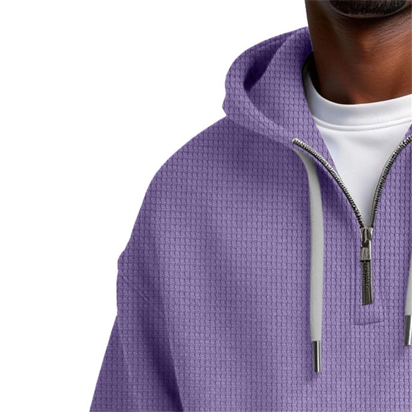 Sudadera Sin Mangas Hombre De Manga Larga con Botones Y Media Cremallera para Hombre, Estilo Casual Otoño E Invierno. Tops Lenceros (Light Violet, M) Moda Ropa Trabajo Oversize Gym