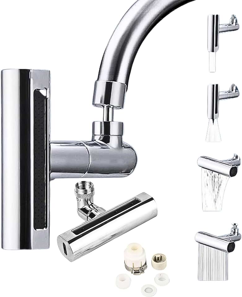 Pulverizador de Torneira para Pia de Cozinha, Torneira Multifuncional, Torneira 4 em 1, Pulverizador em Cascata, Adaptador de Torneira de Pia de Cozinha, Adaptador de Torneira de Pia de Cozinha 360º